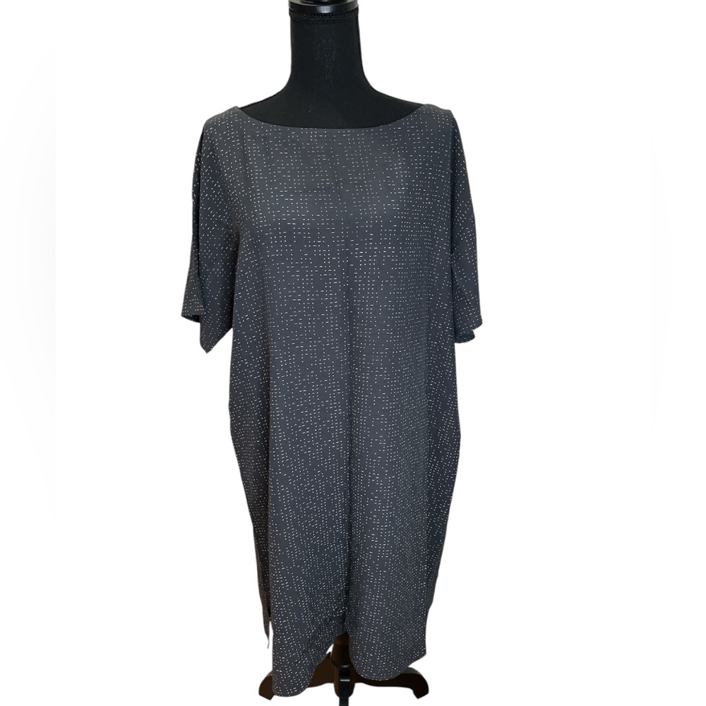 EILEEN FISHER Morse Code Tencel Viscose‎ Crepe Dress - Size Large